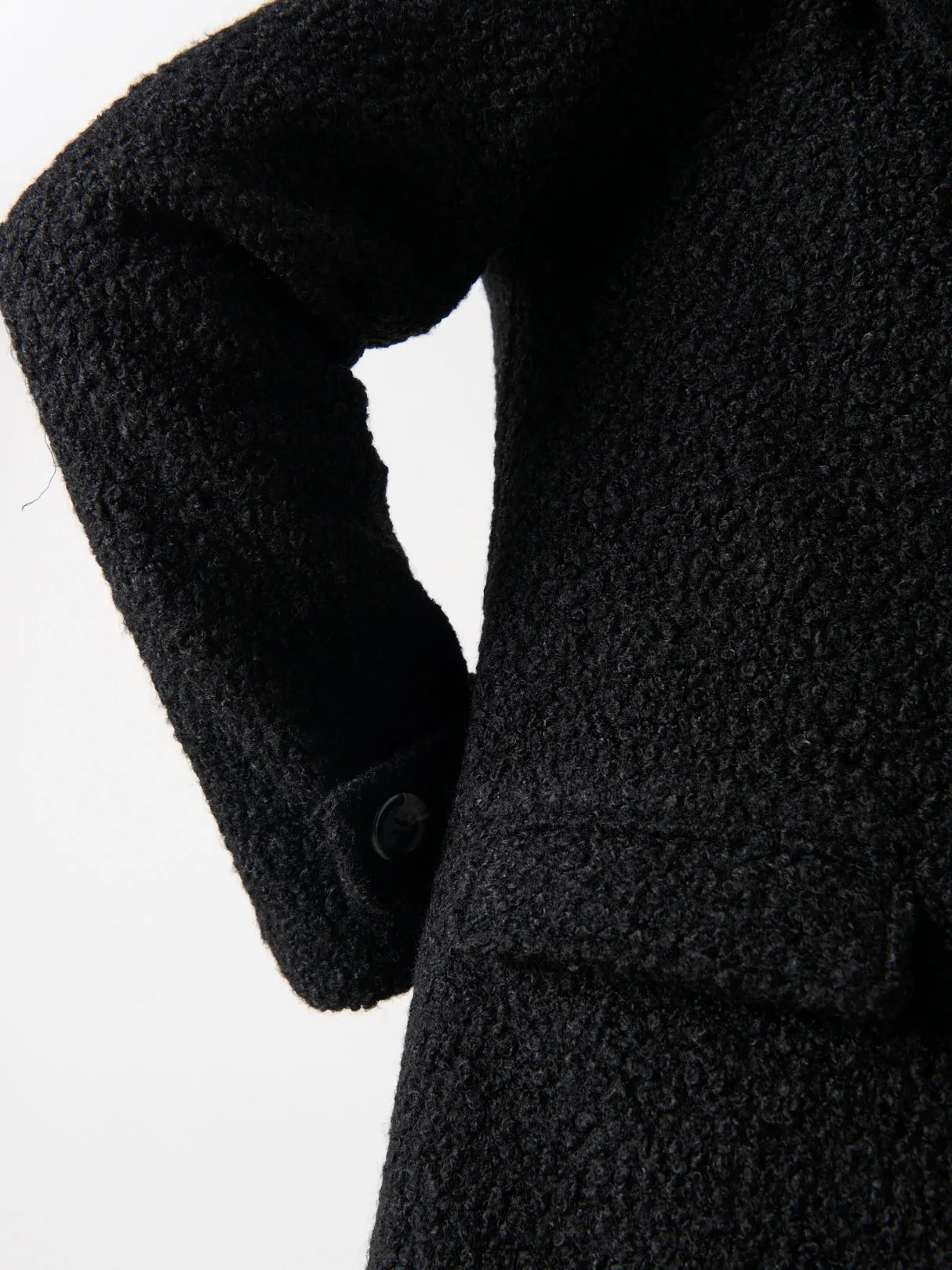 Halston Oversized Boucle Coat - Black