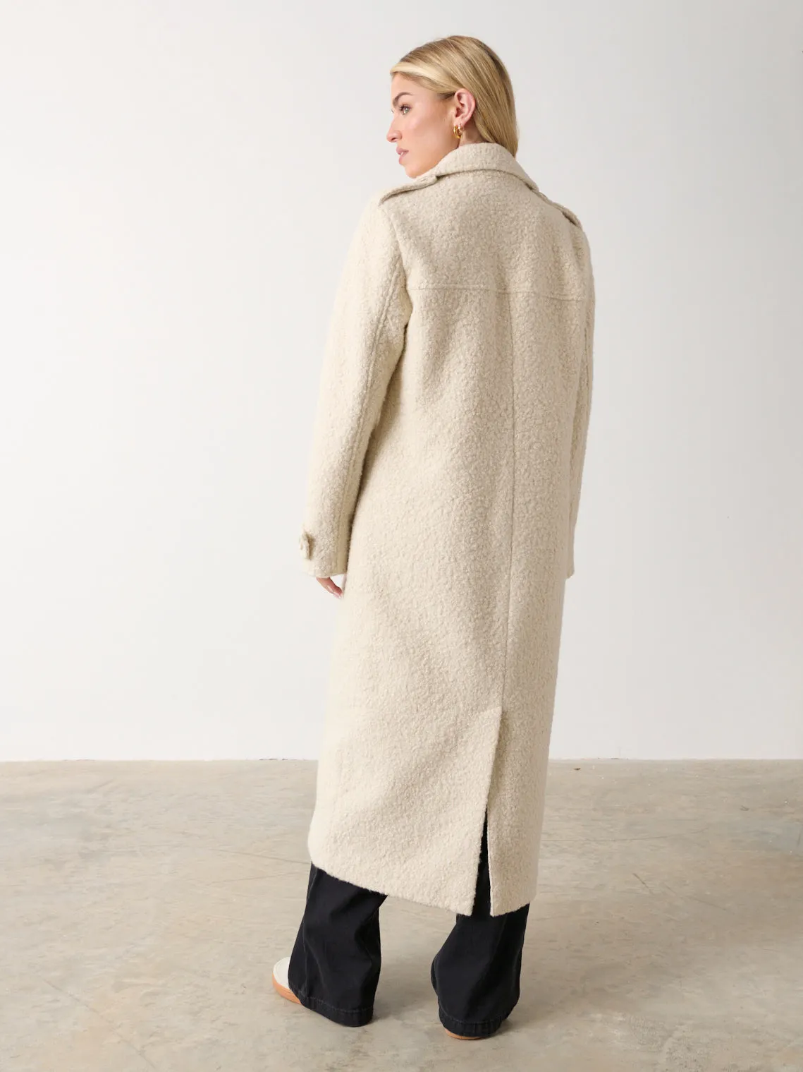 Halston Oversized Boucle Coat - Cream