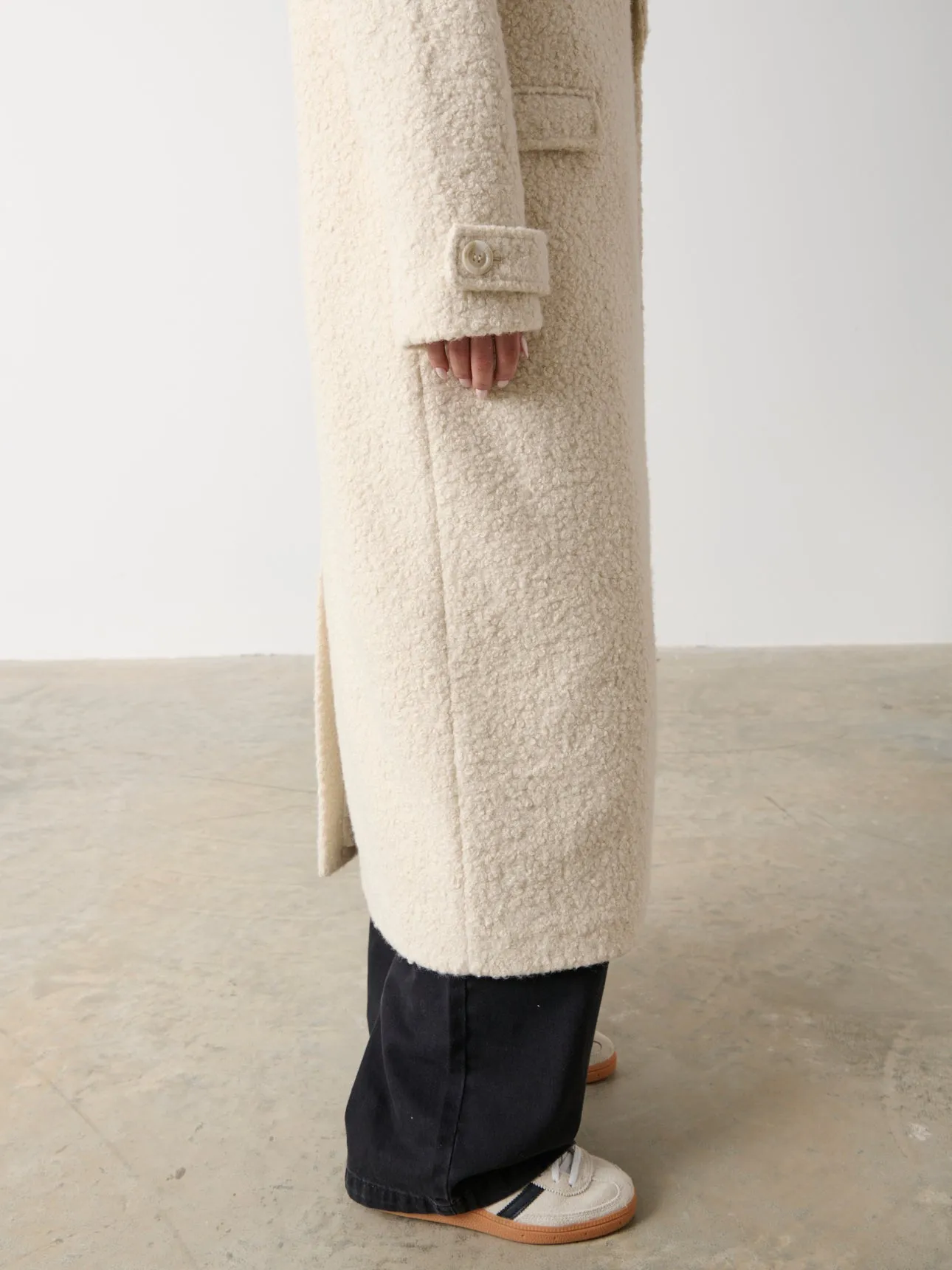 Halston Oversized Boucle Coat - Cream