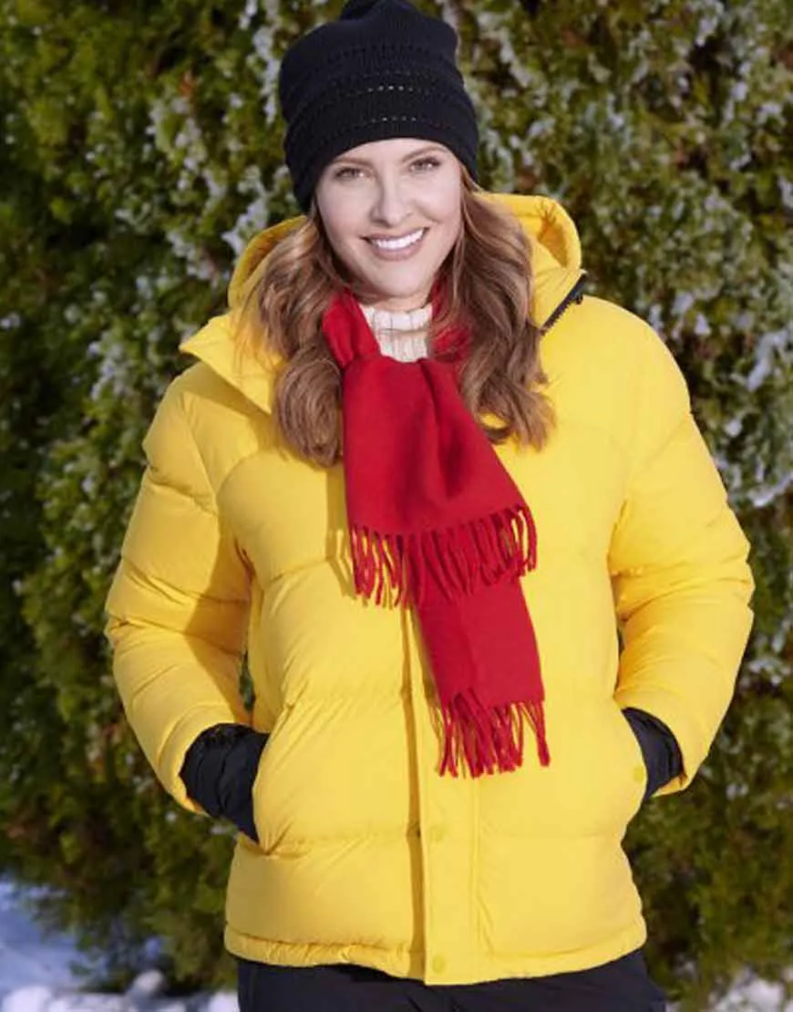 Hearts Of Winter Jill Wagner Yellow Jacket | Ujackets.com