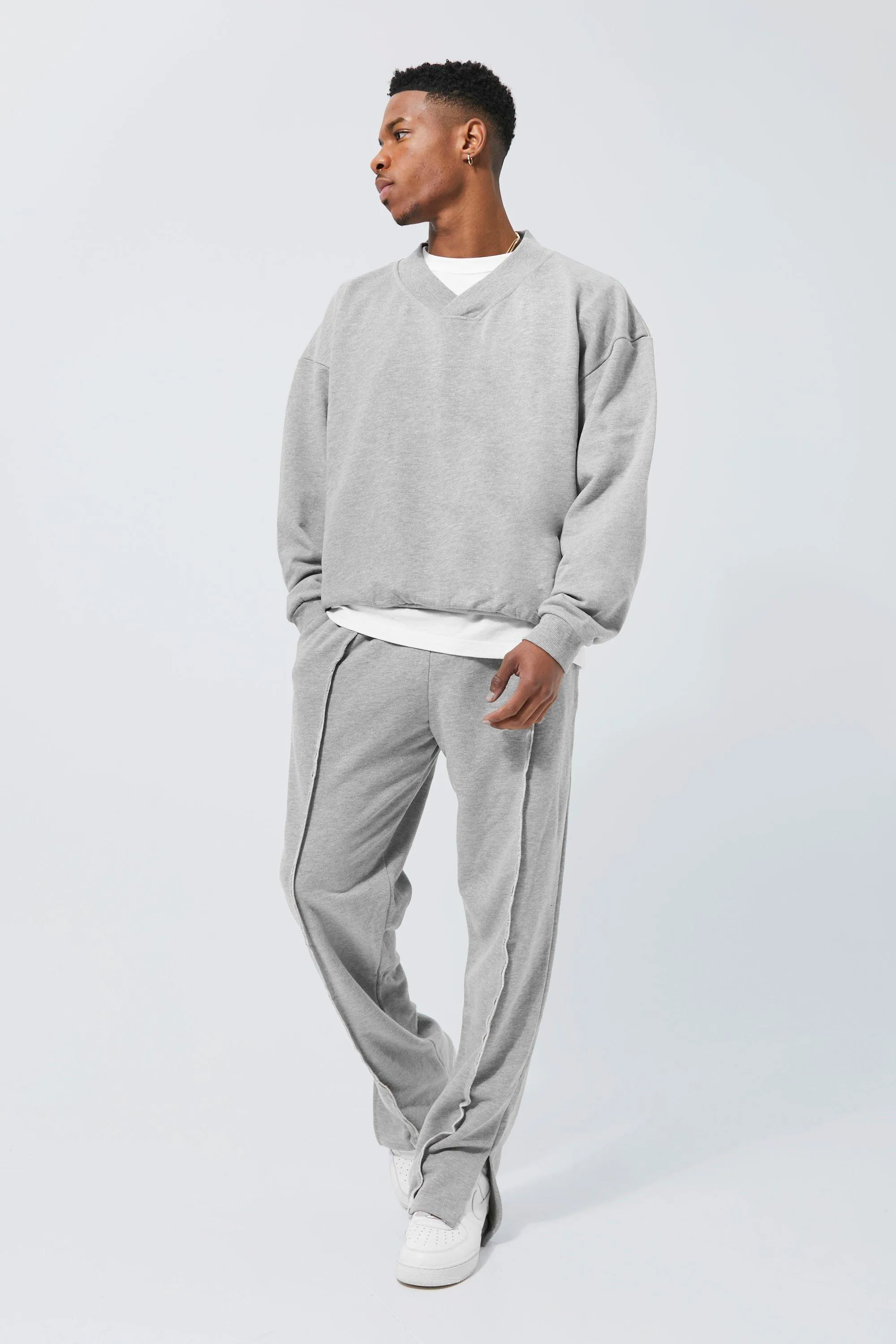 Heavyweight Loopback V Neck Sweater Tracksuit