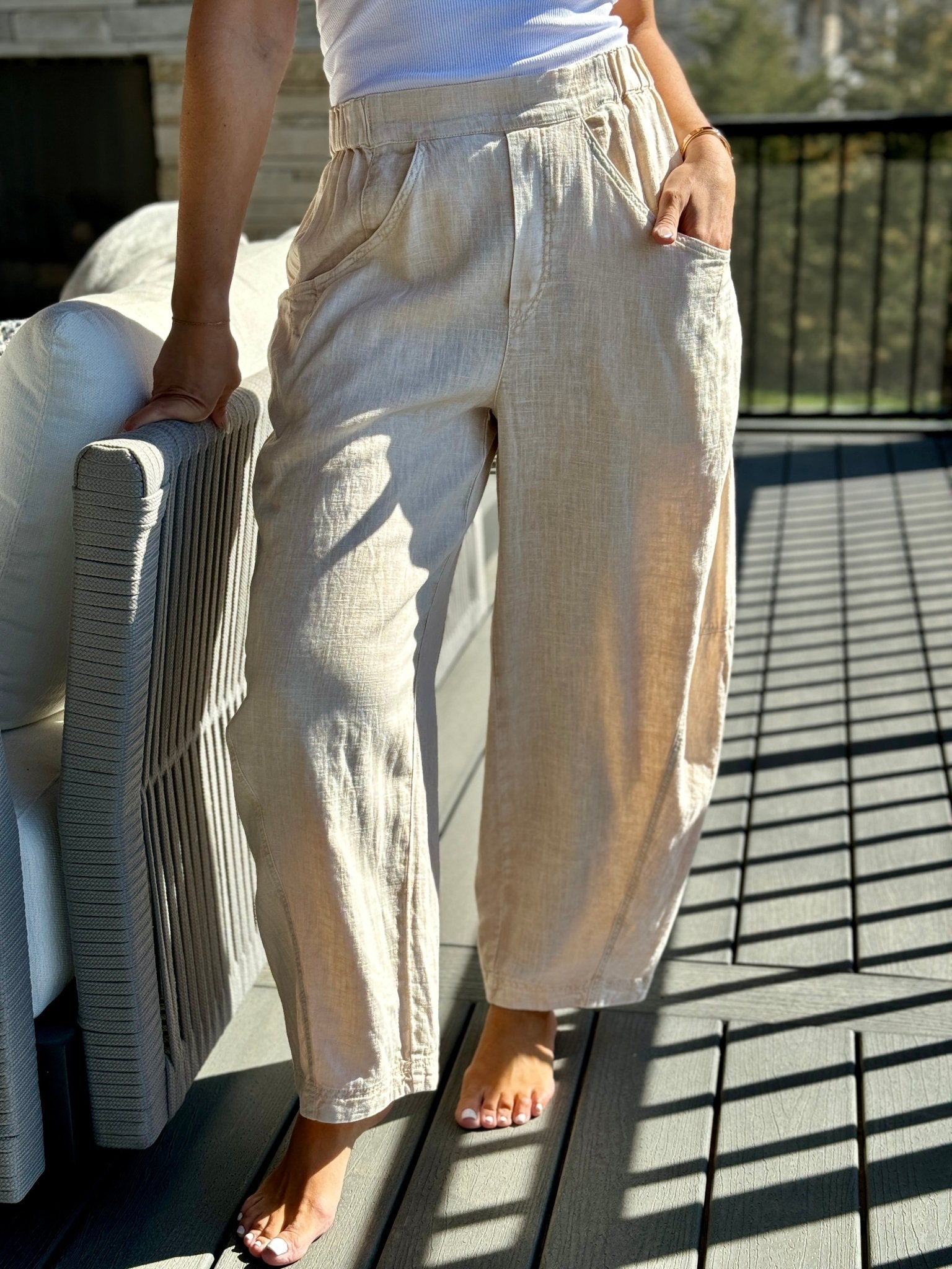 High Road Pull-On Barrel Pant by Free People (Birch)