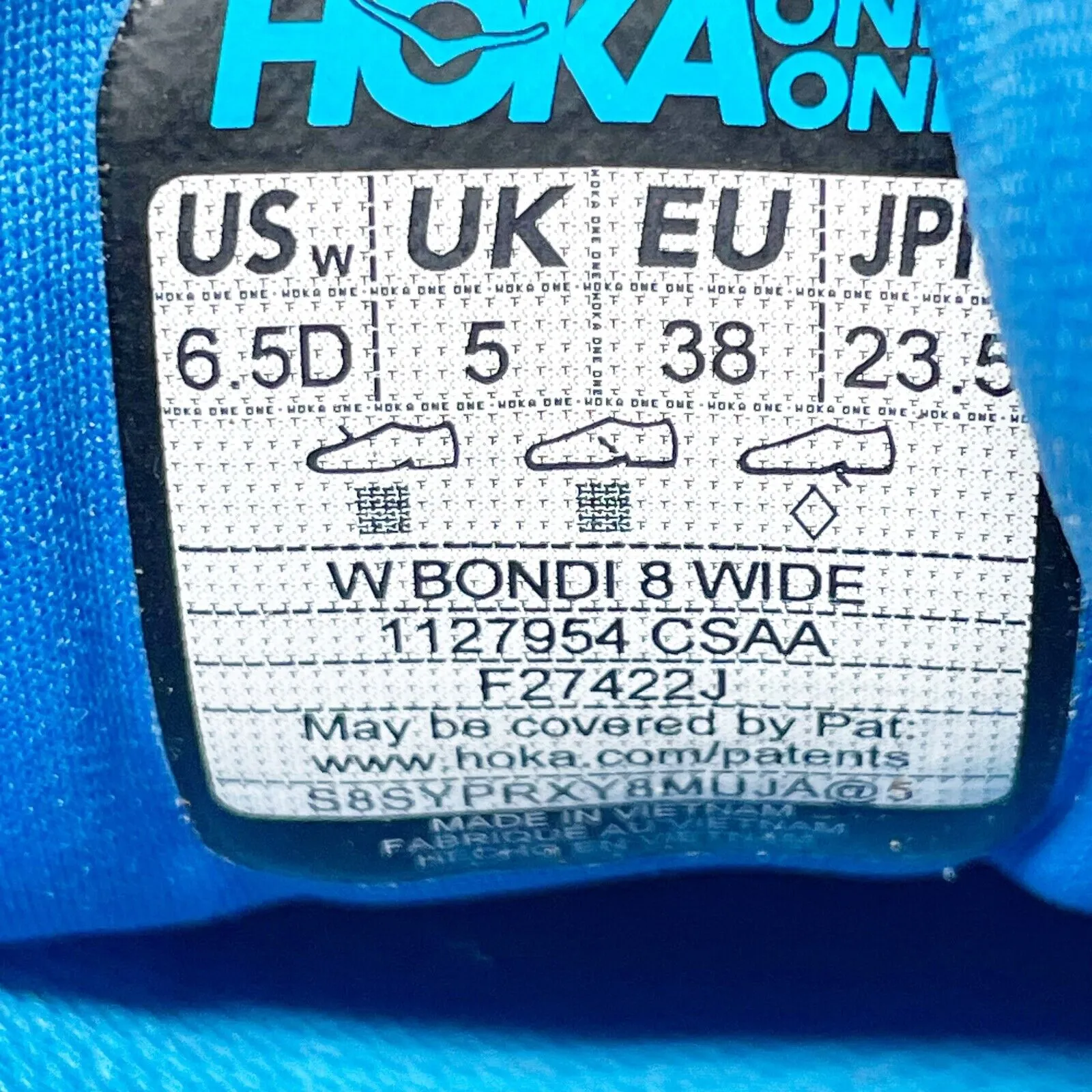 Hoka One One Womens Bondi 8 1127954 CSAA Blue Running Shoes Sneakers Size 6.5 D