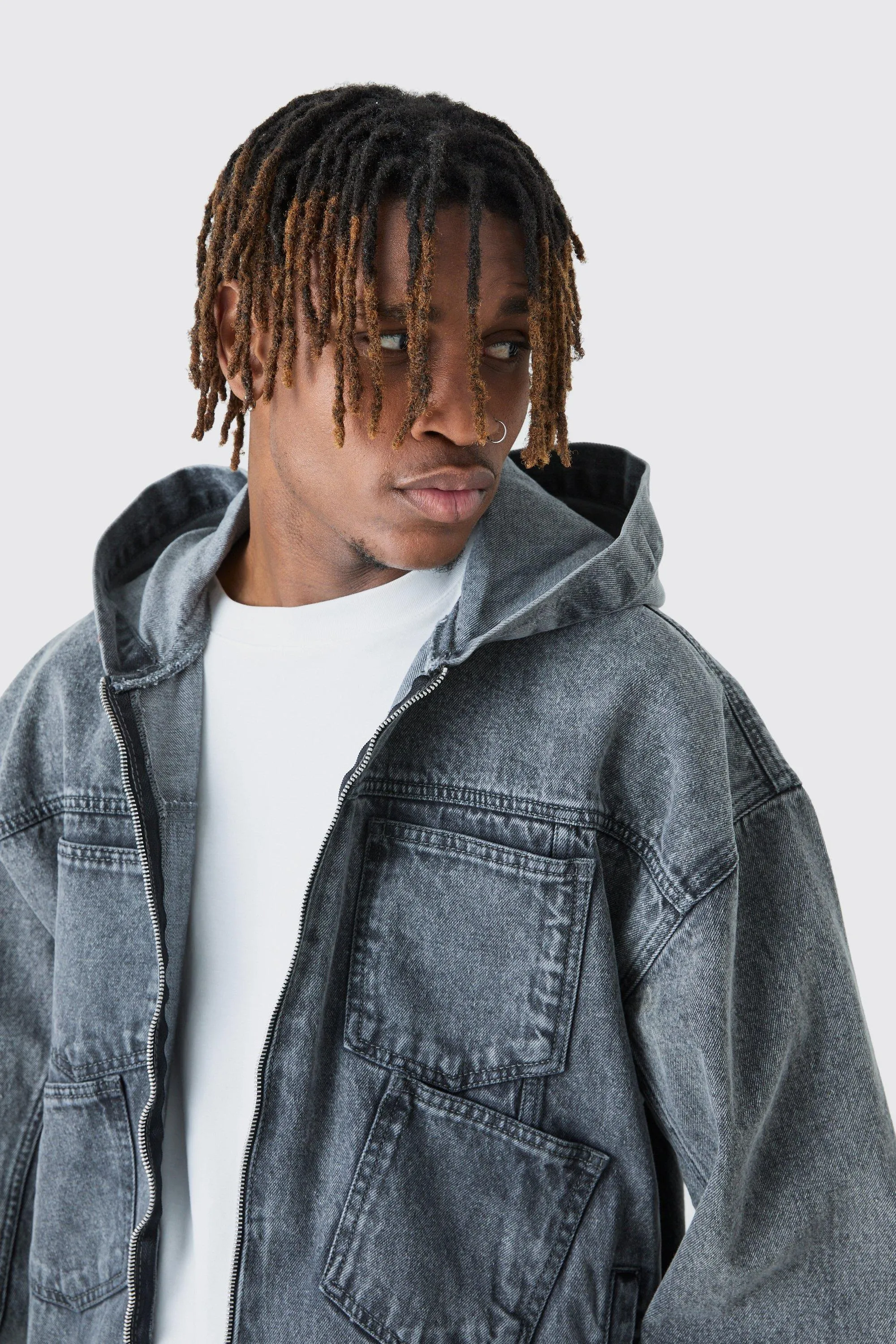 Hoodies & Sweatshirts | Tall Denim Acid Wash Hoodie | boohooMAN