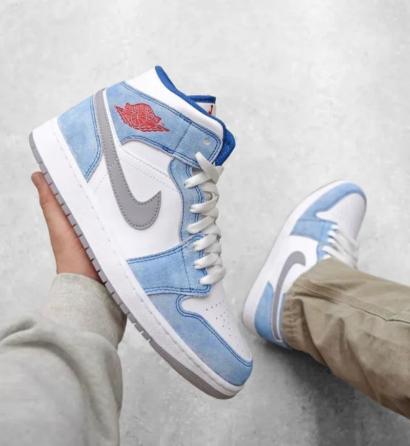 Jordan 1 Mid SE 'French Blue Light Steel' GS