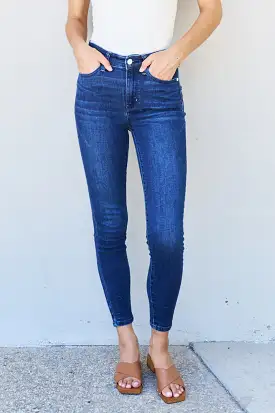 Judy Blue Marie Full Size Mid Rise Crinkle Ankle Detail Skinny Jeans