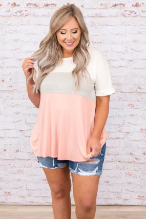 Keep It Simple Top, Grey-Pink