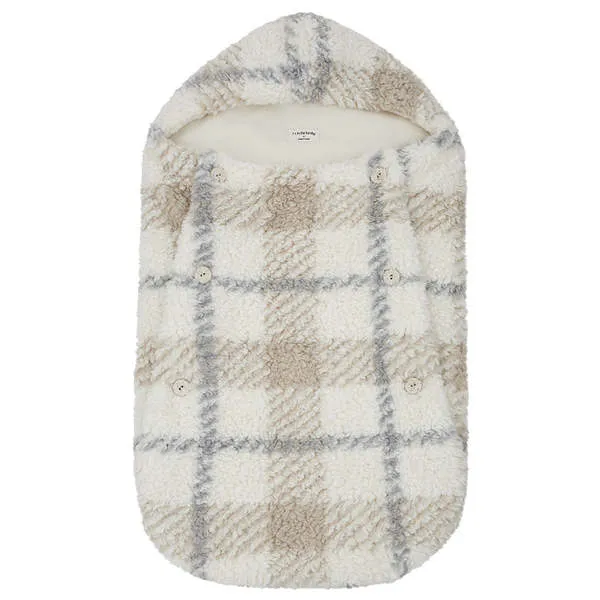 Kids 1+ In The Family Baby Aran Furry Nest - Ecru Cream Plaid