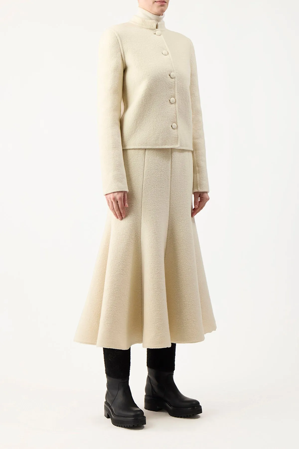 Larrington Jacket in Ivory Double-Face Recycled Cashmere Felt