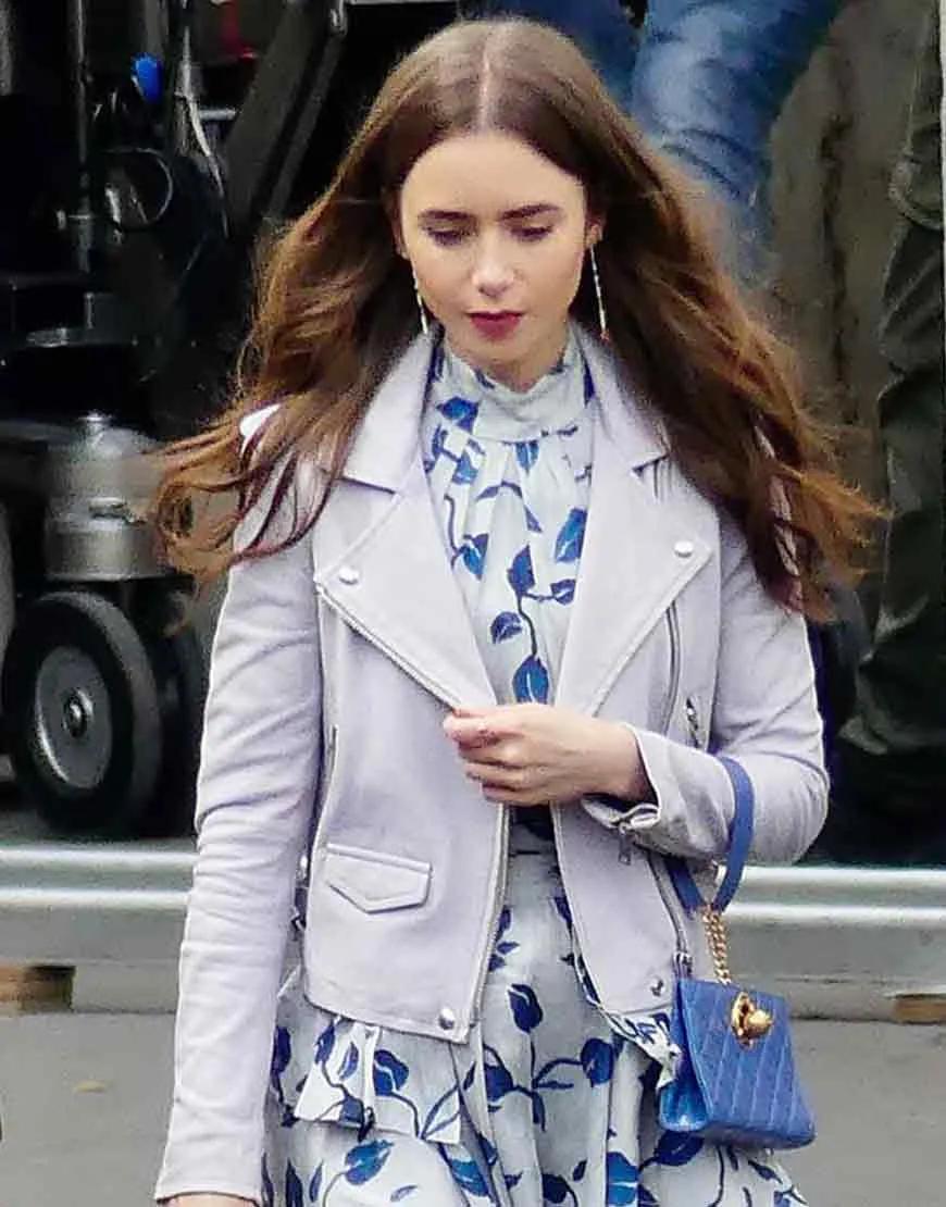 Lily Collins Emily in Paris Leather Jacket | 45% OFF