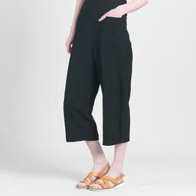 Linen Knit - Front Pocket Low Drop Cropped Pant - Black - Final Sale!