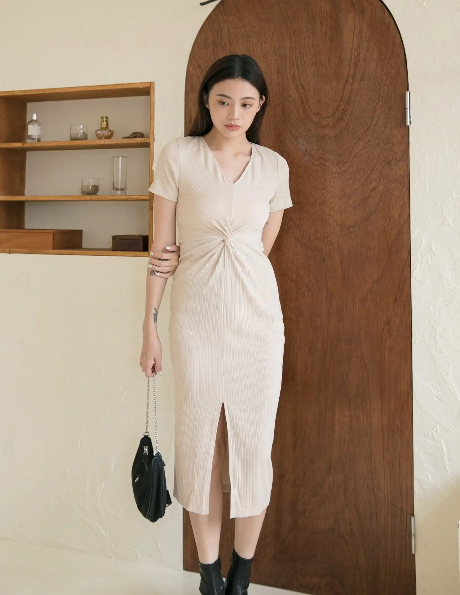 Mae Midi Dress in Ecru