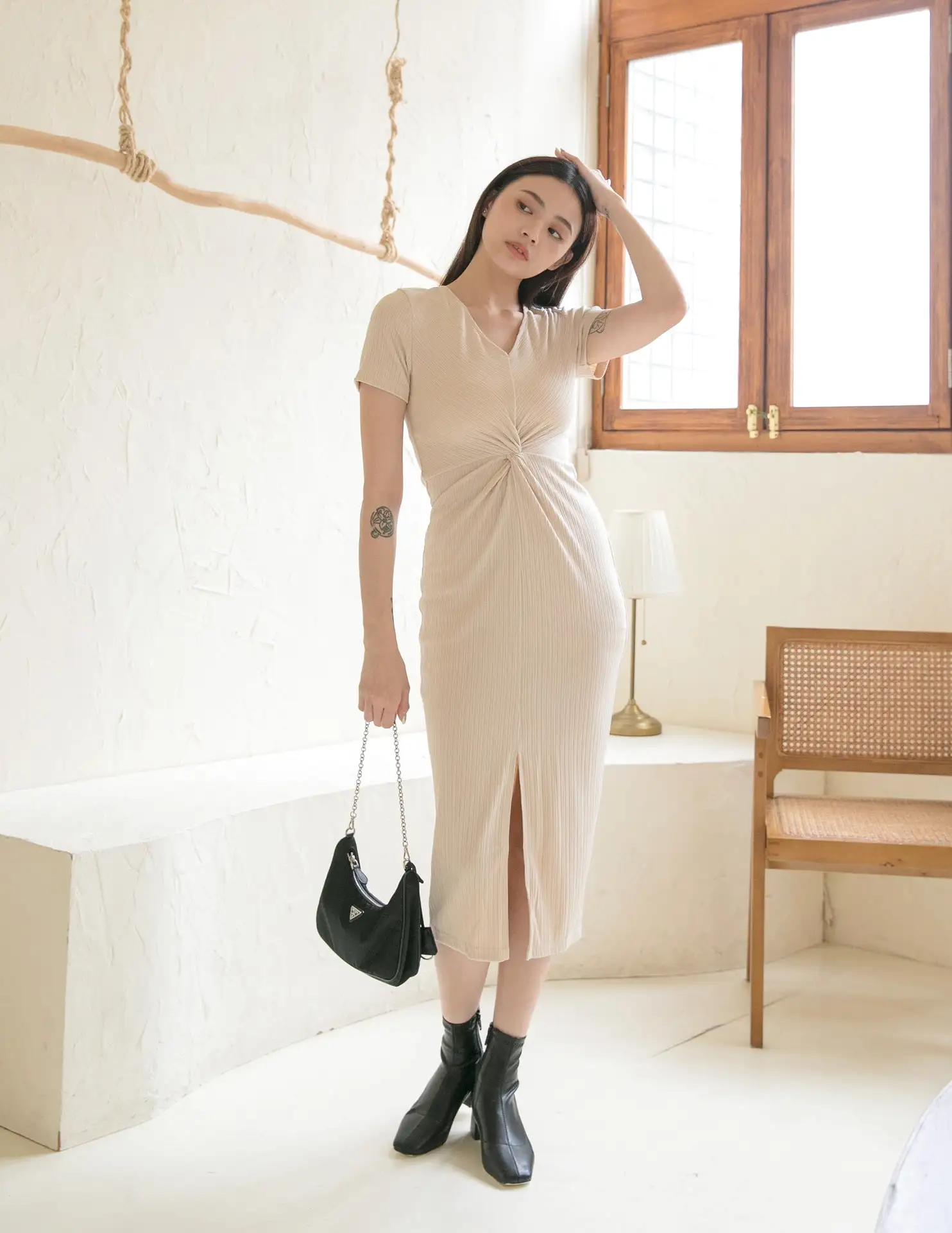 Mae Midi Dress in Ecru