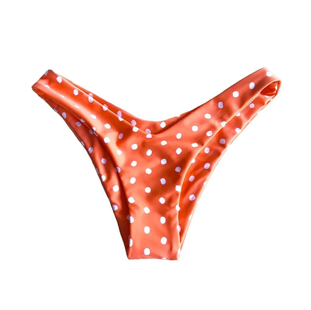 MALDIVES BIKINI BOTTOMS IN TANGERINE POLKA