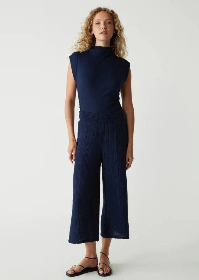 Medina Smocked Waist Cropped Pant