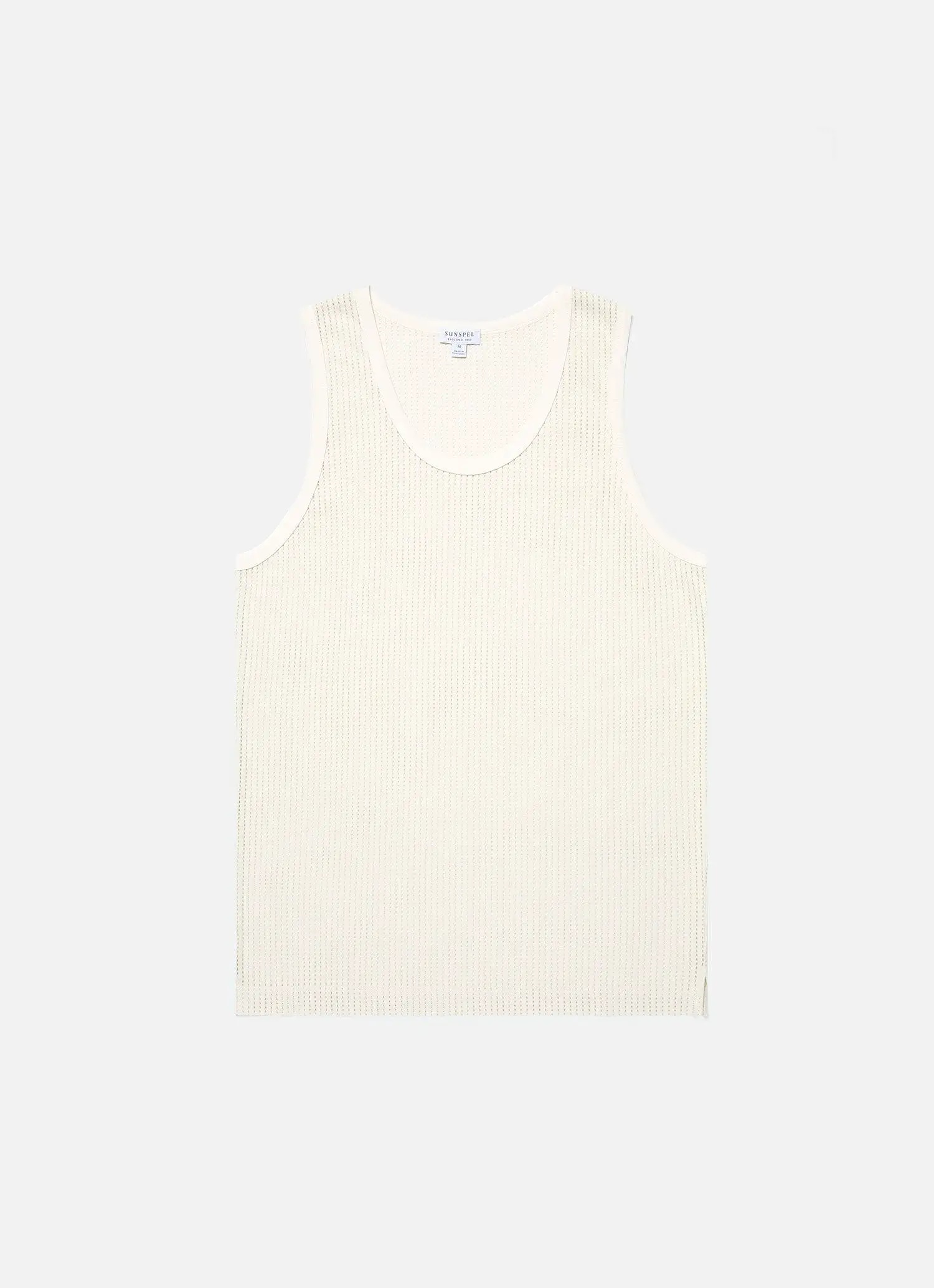 Men's Linear Mesh Tank Top in Ecru