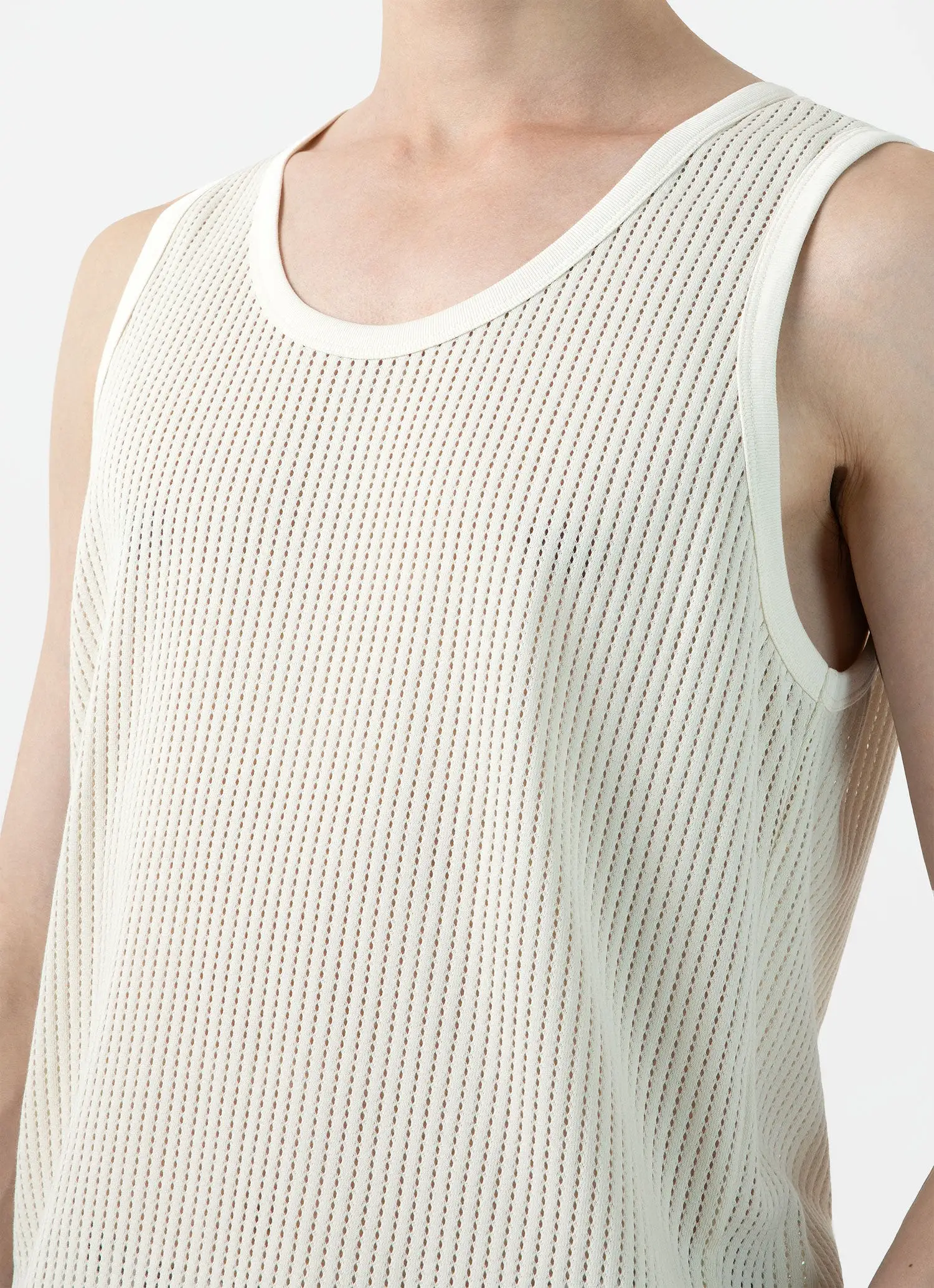 Men's Linear Mesh Tank Top in Ecru