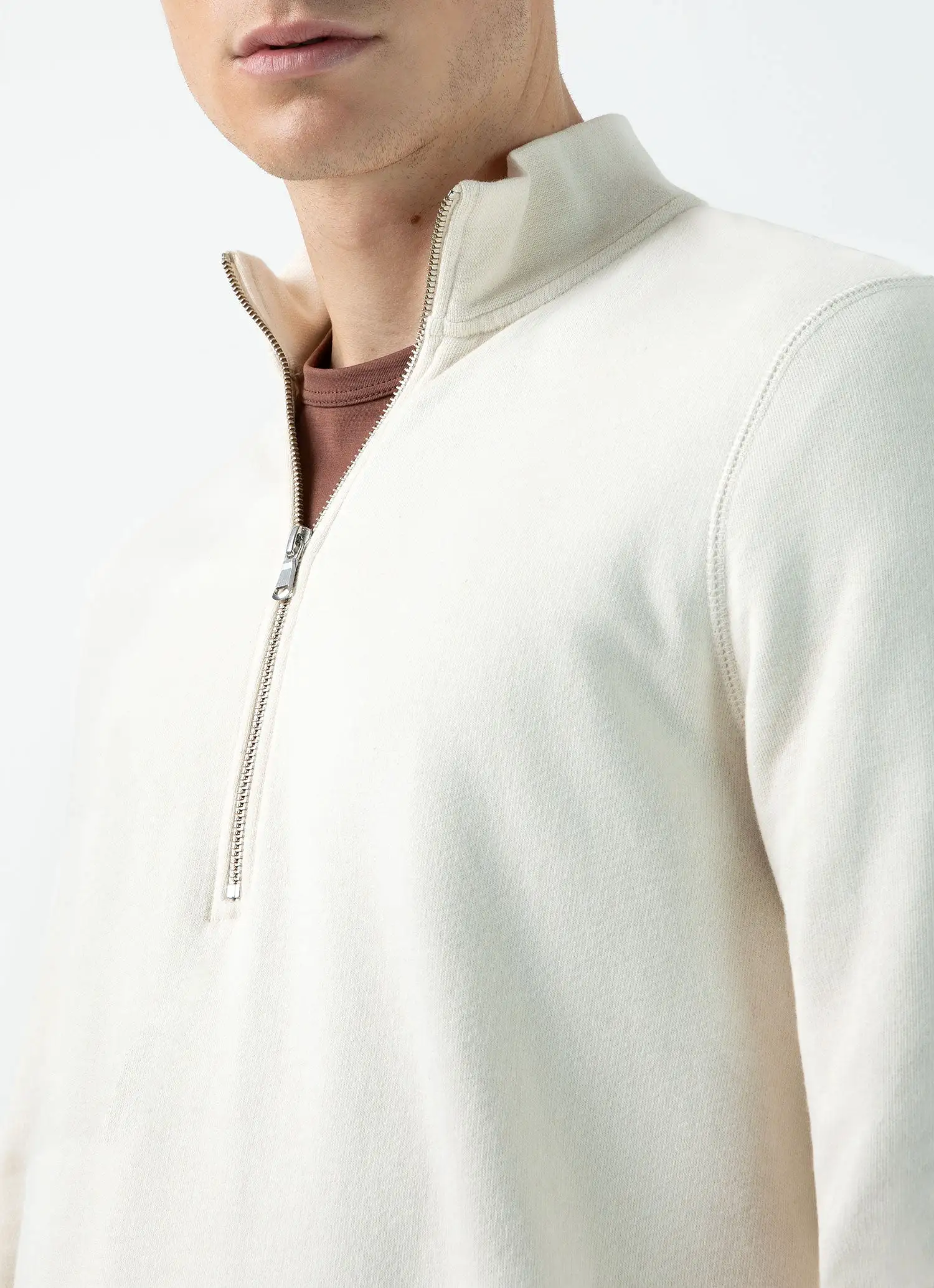 Men's Undyed Half Zip Loopback Sweatshirt in Undyed