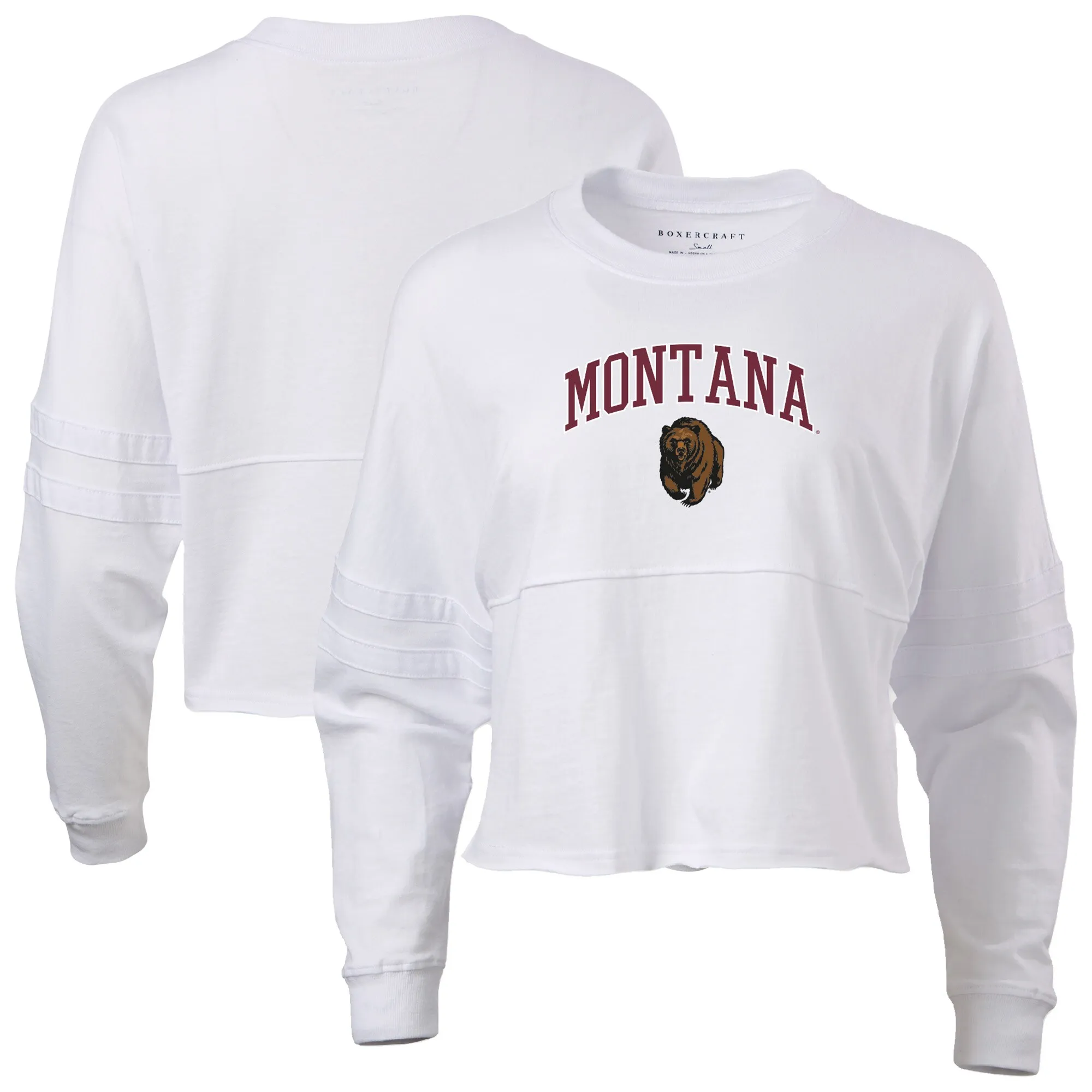 Montana Grizzlies Women's White Oversized Cropped Retro Long Sleeve T-Shirt