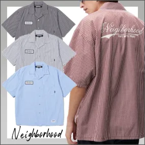 NEIGHBORHOOD  |Stripes Street Style Cotton Short Sleeves Logo Shirts