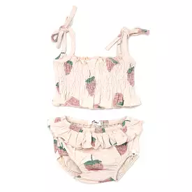 oh baby! Sunsuit Set - Strawberry Print - Sand Heather