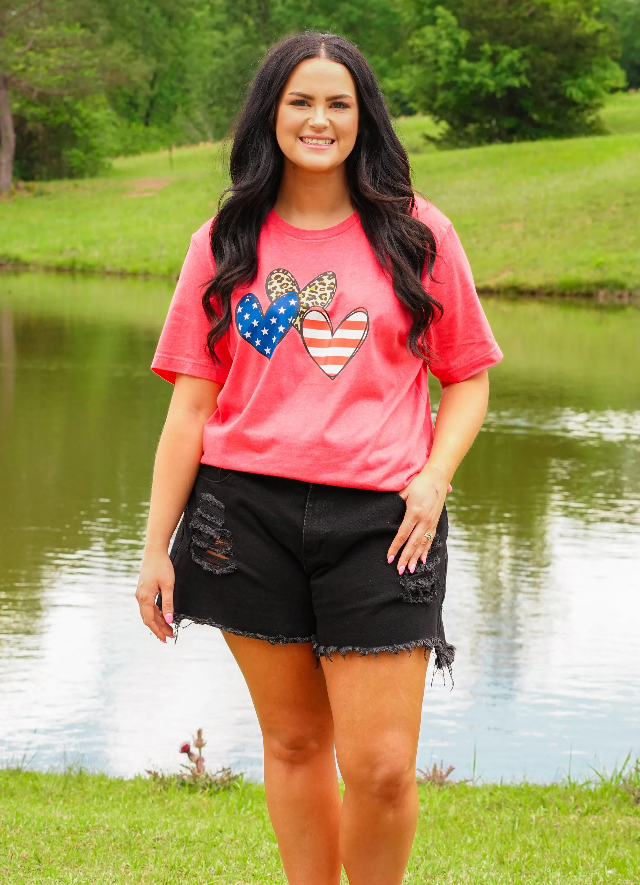 Patriotic Love Tee, Heather Red