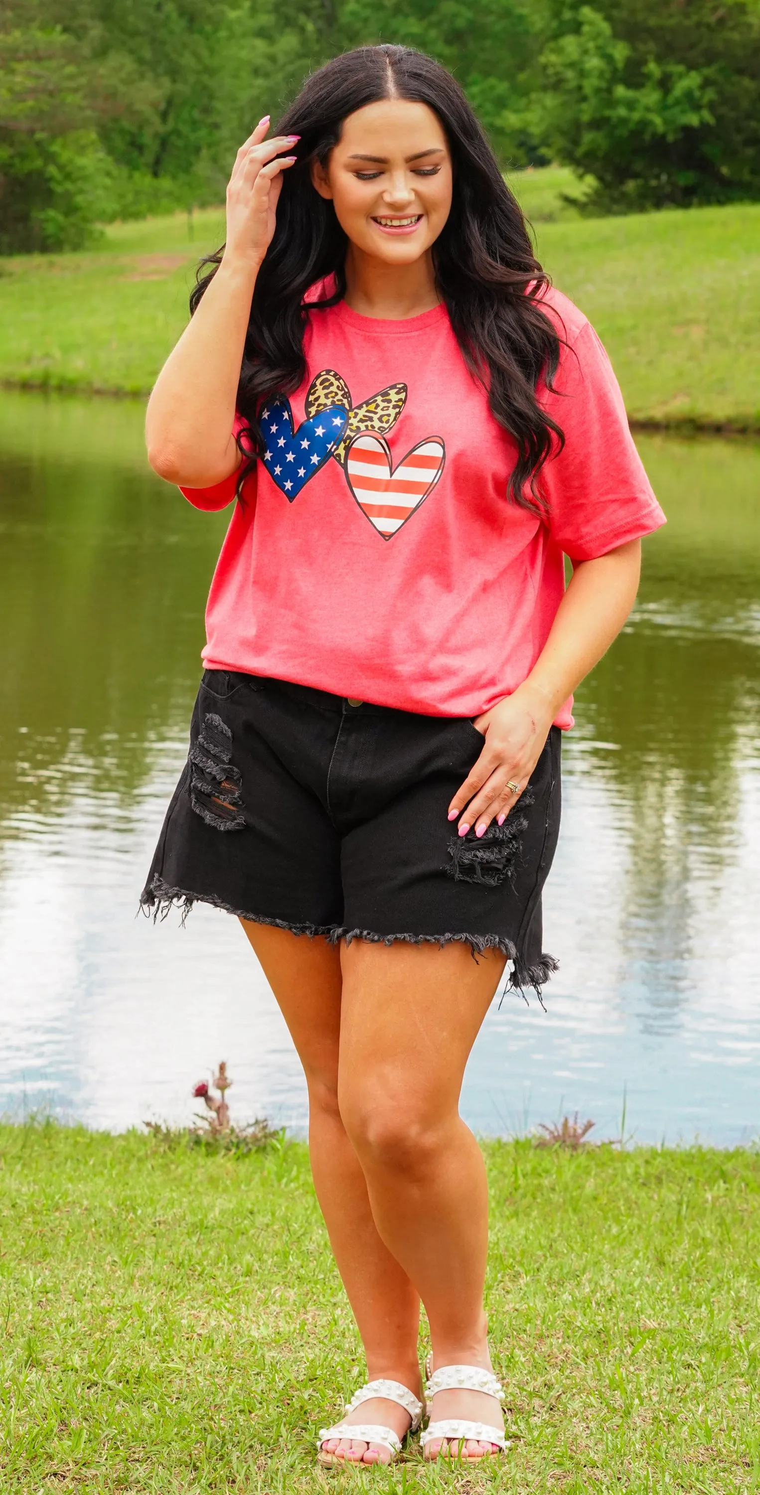 Patriotic Love Tee, Heather Red