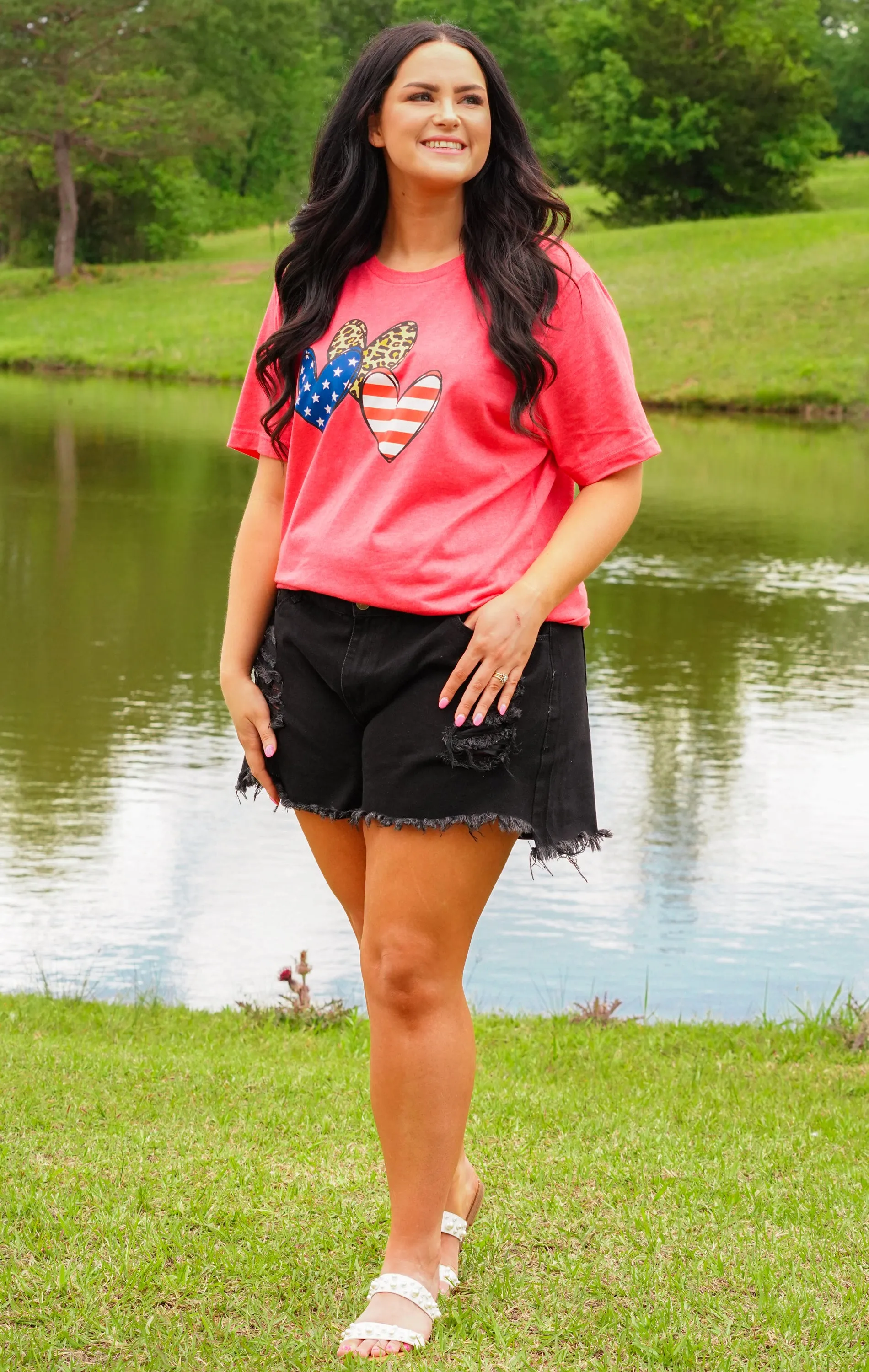 Patriotic Love Tee, Heather Red