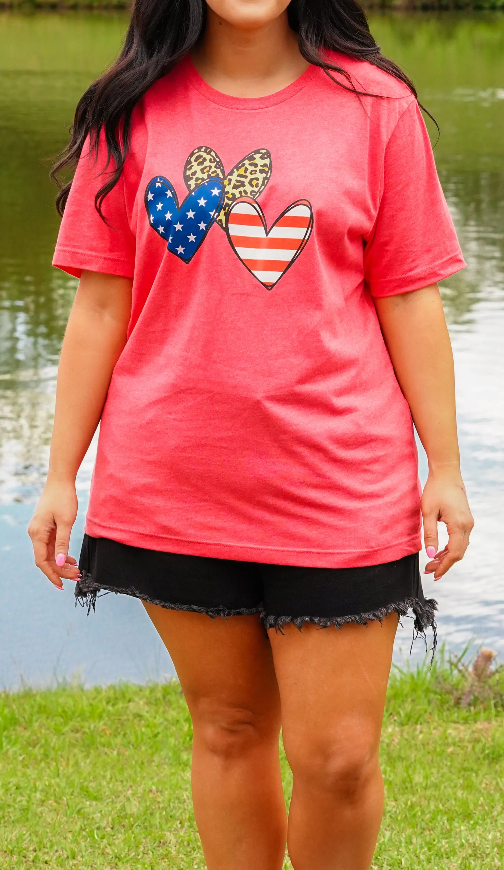 Patriotic Love Tee, Heather Red