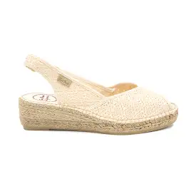 Peep toe wedges in jute in Ecru colour - Blanca-AD