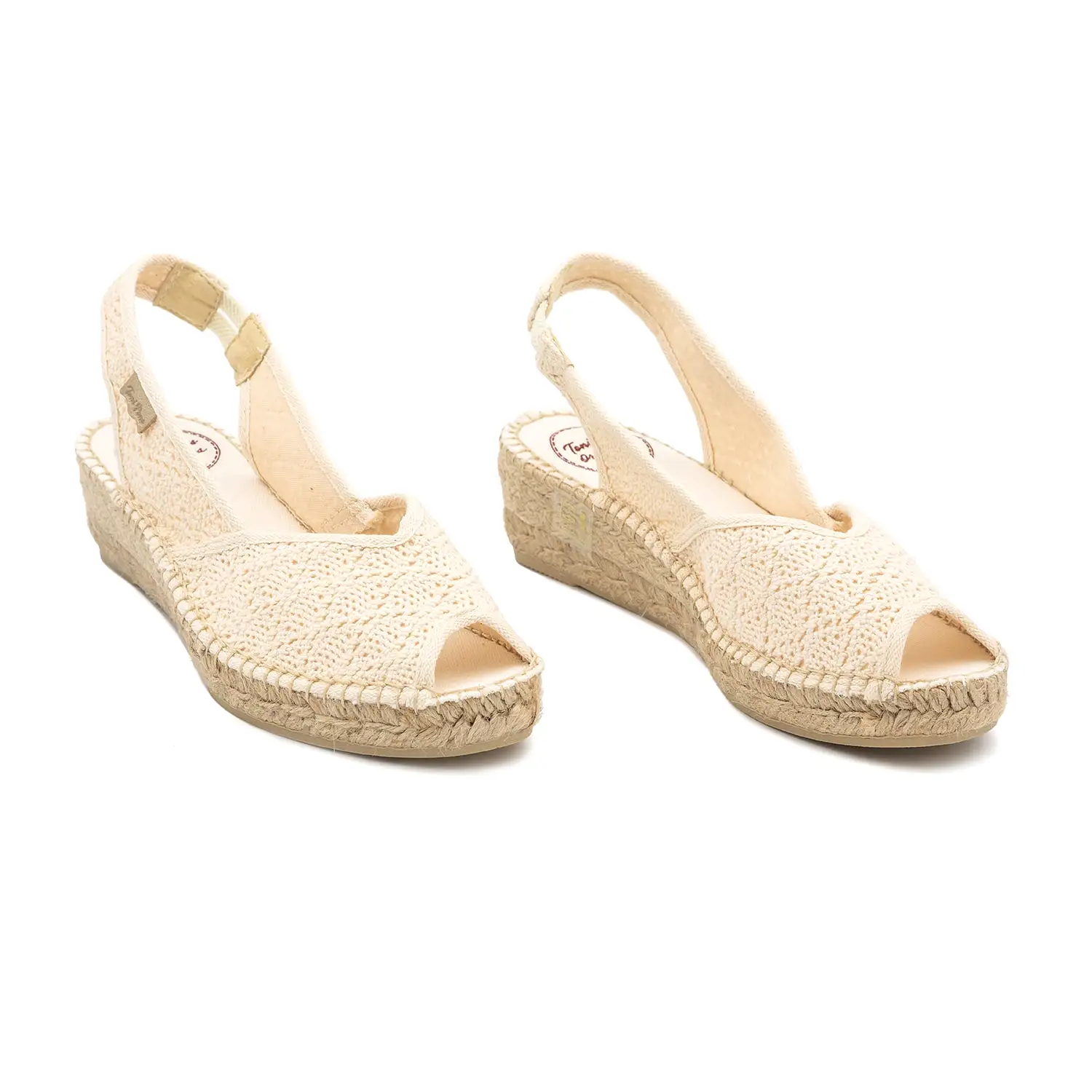 Peep toe wedges in jute in Ecru colour - Blanca-AD