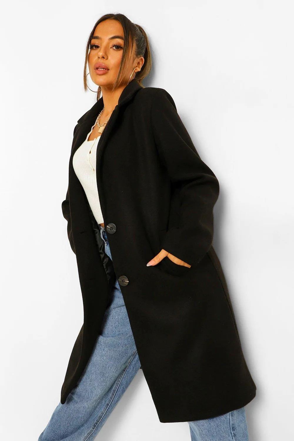 Petite Longline Wool Look Coat