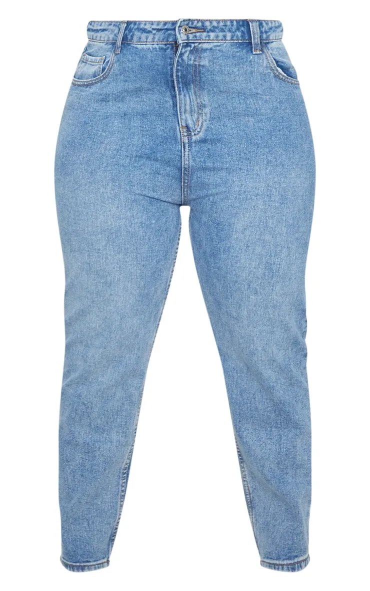 Plus Mid Washed Mom Jeans | Plus Size