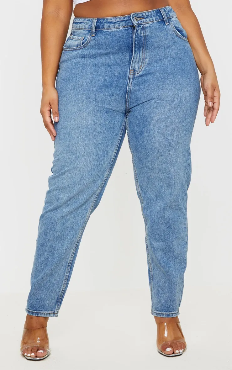 Plus Mid Washed Mom Jeans | Plus Size