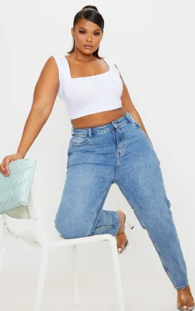 Plus Mid Washed Mom Jeans | Plus Size