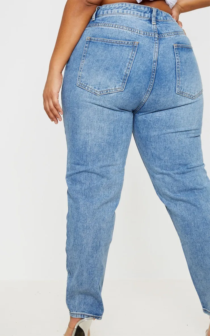 Plus Mid Washed Mom Jeans | Plus Size