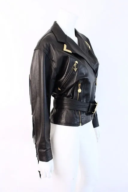 Rare GIANNI VERSACE Fringe Leather Jacket