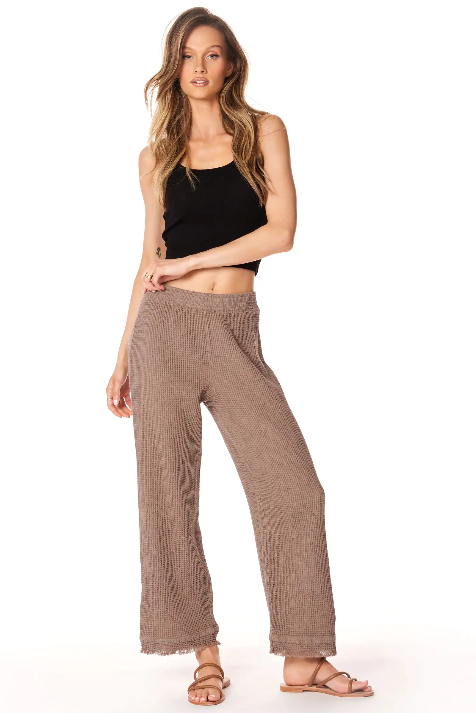 RAW EDGE CROPPED WIDE LEG PANT