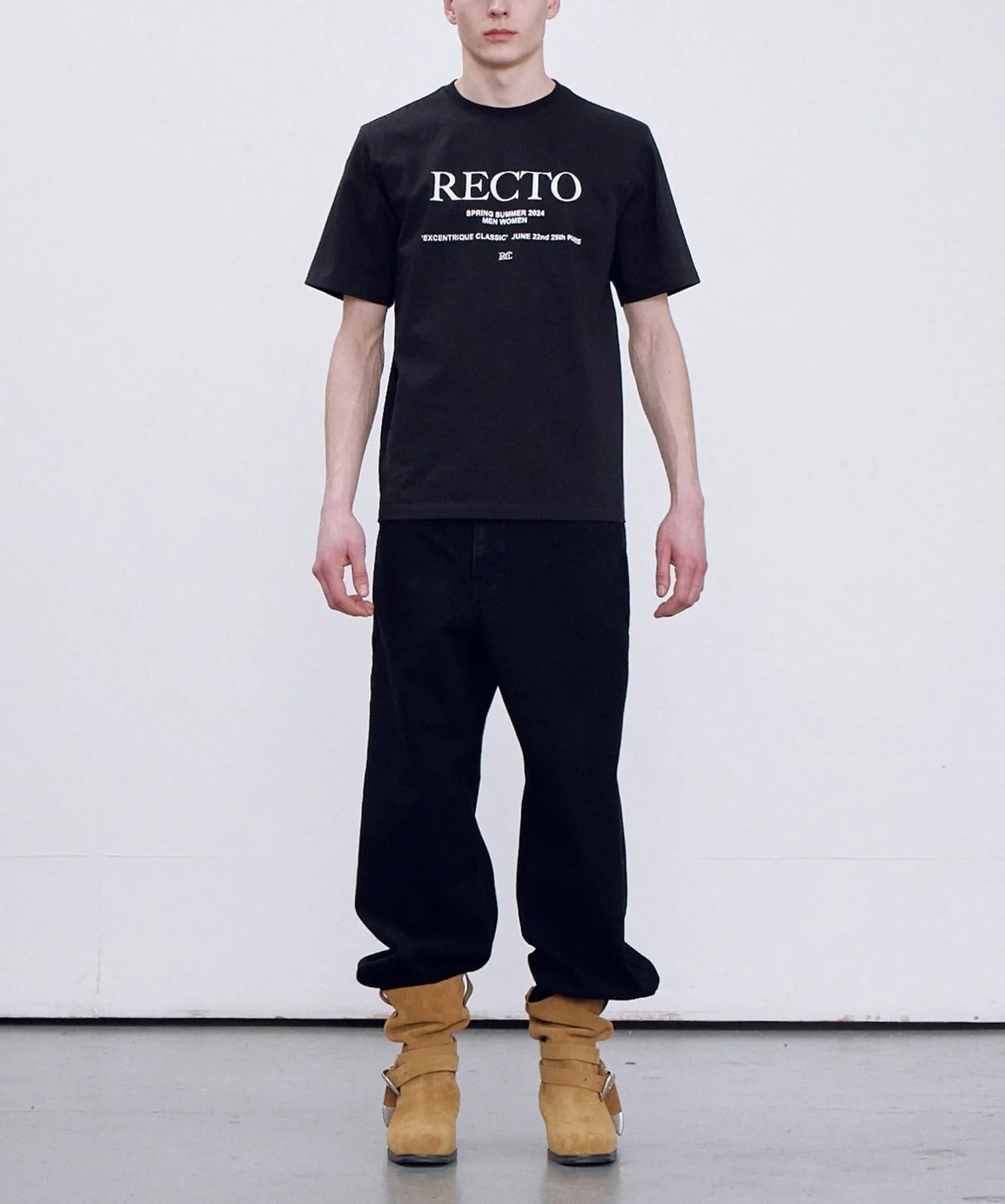 RECTO  |Unisex Street Style Plain Cotton Logo T-Shirts