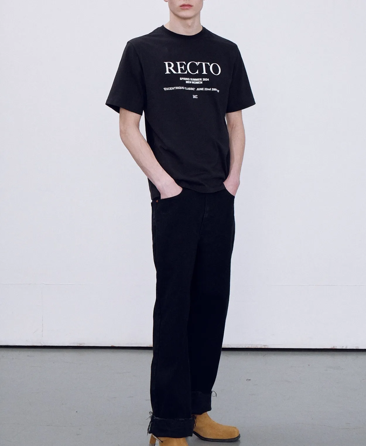 RECTO  |Unisex Street Style Plain Cotton Logo T-Shirts