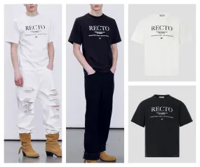 RECTO  |Unisex Street Style Plain Cotton Logo T-Shirts