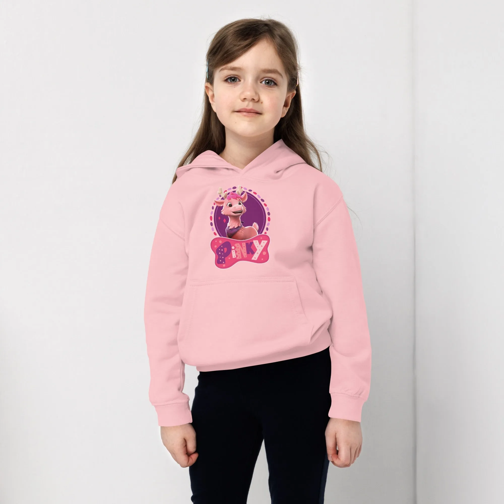 Reindeer in Here Pinky Kids Hoodie