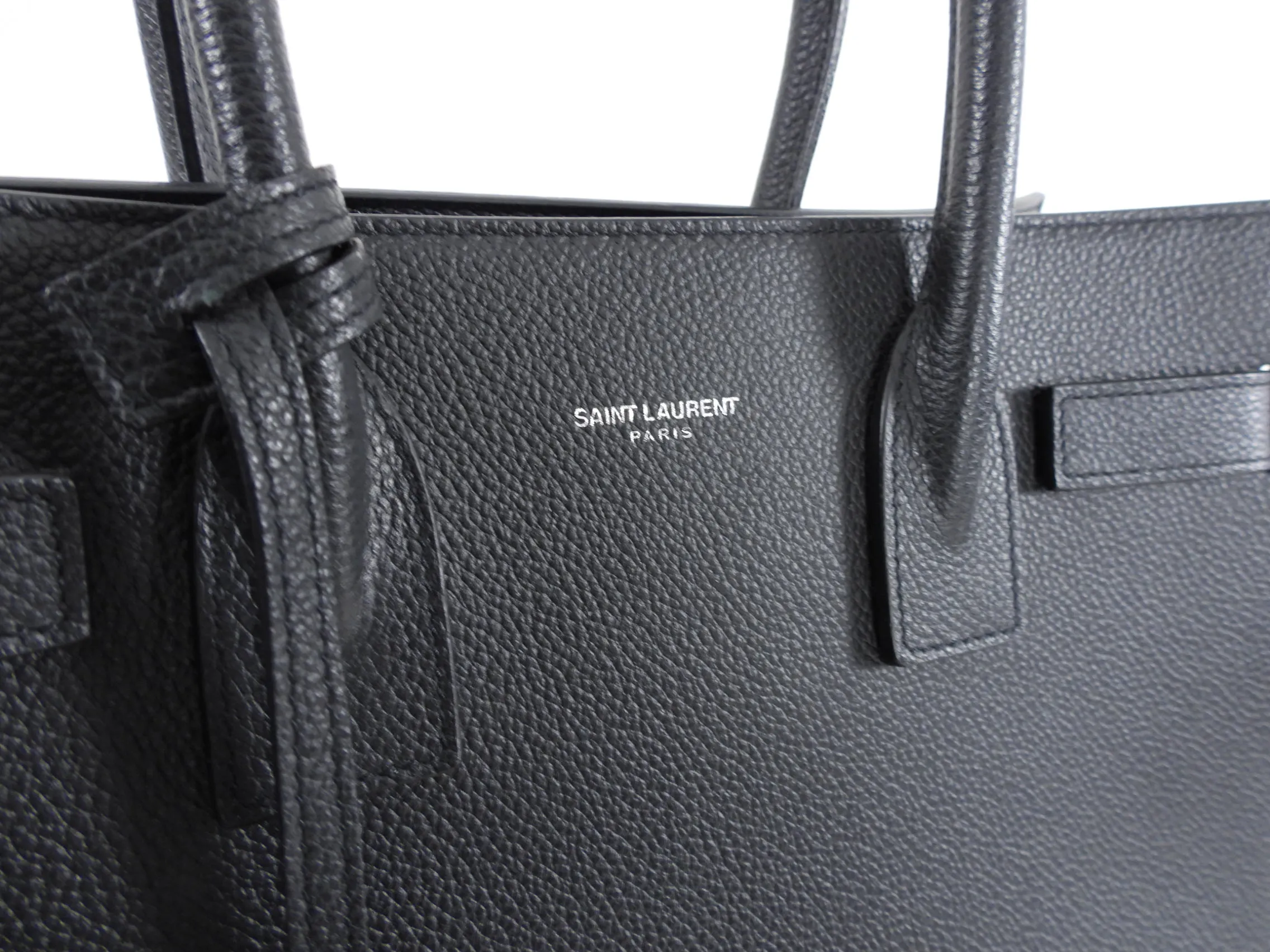 Saint Laurent Black Grained Leather Baby Sac de Jour Bag