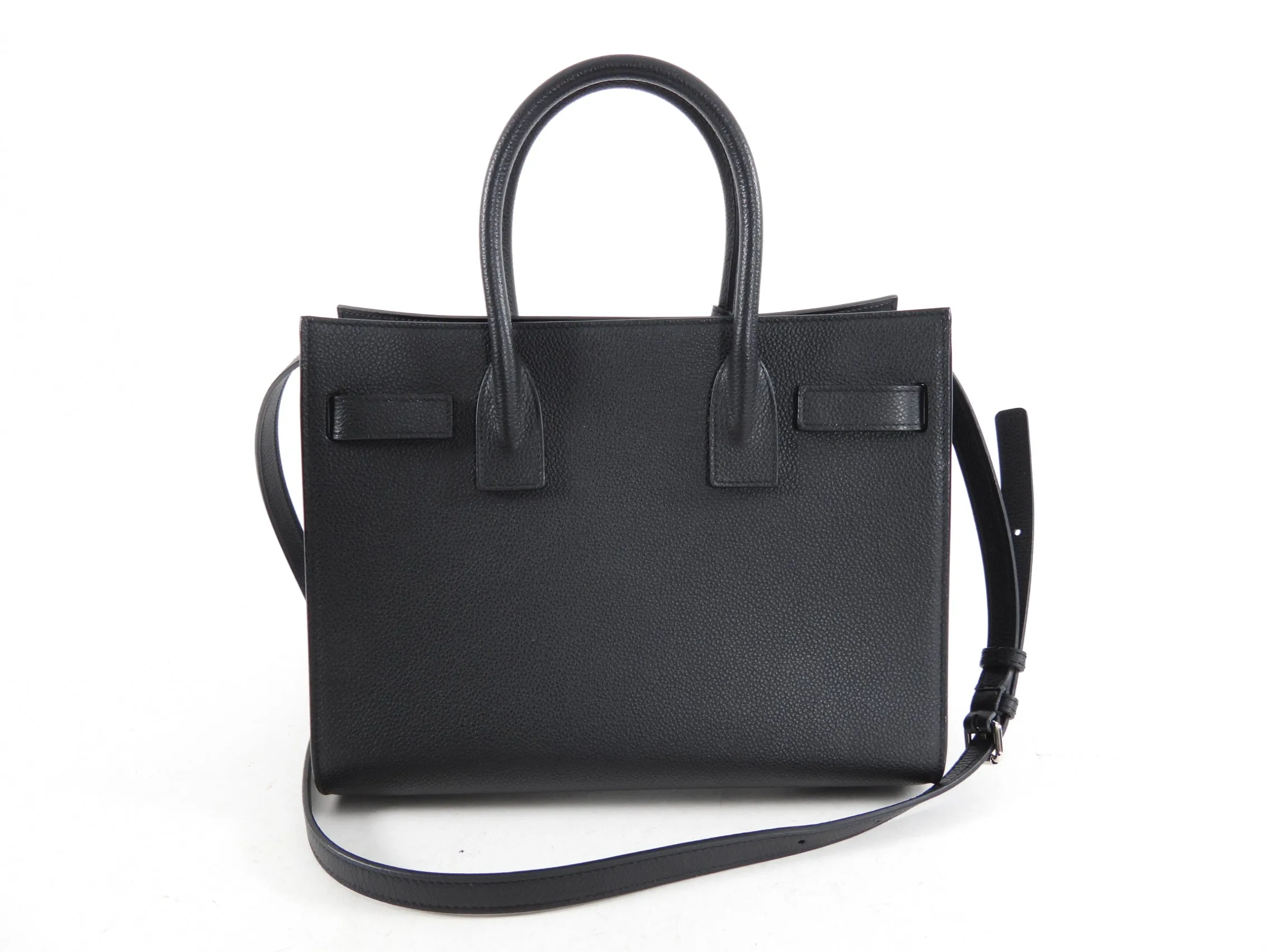 Saint Laurent Black Grained Leather Baby Sac de Jour Bag