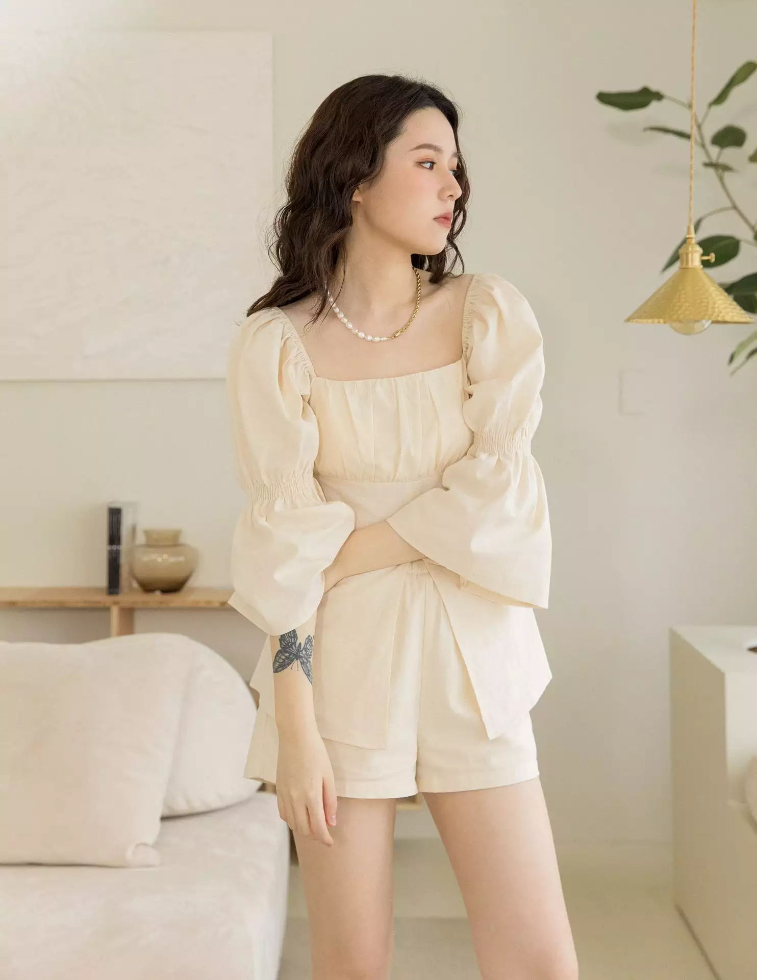 Sarah Linen Top in Ecru