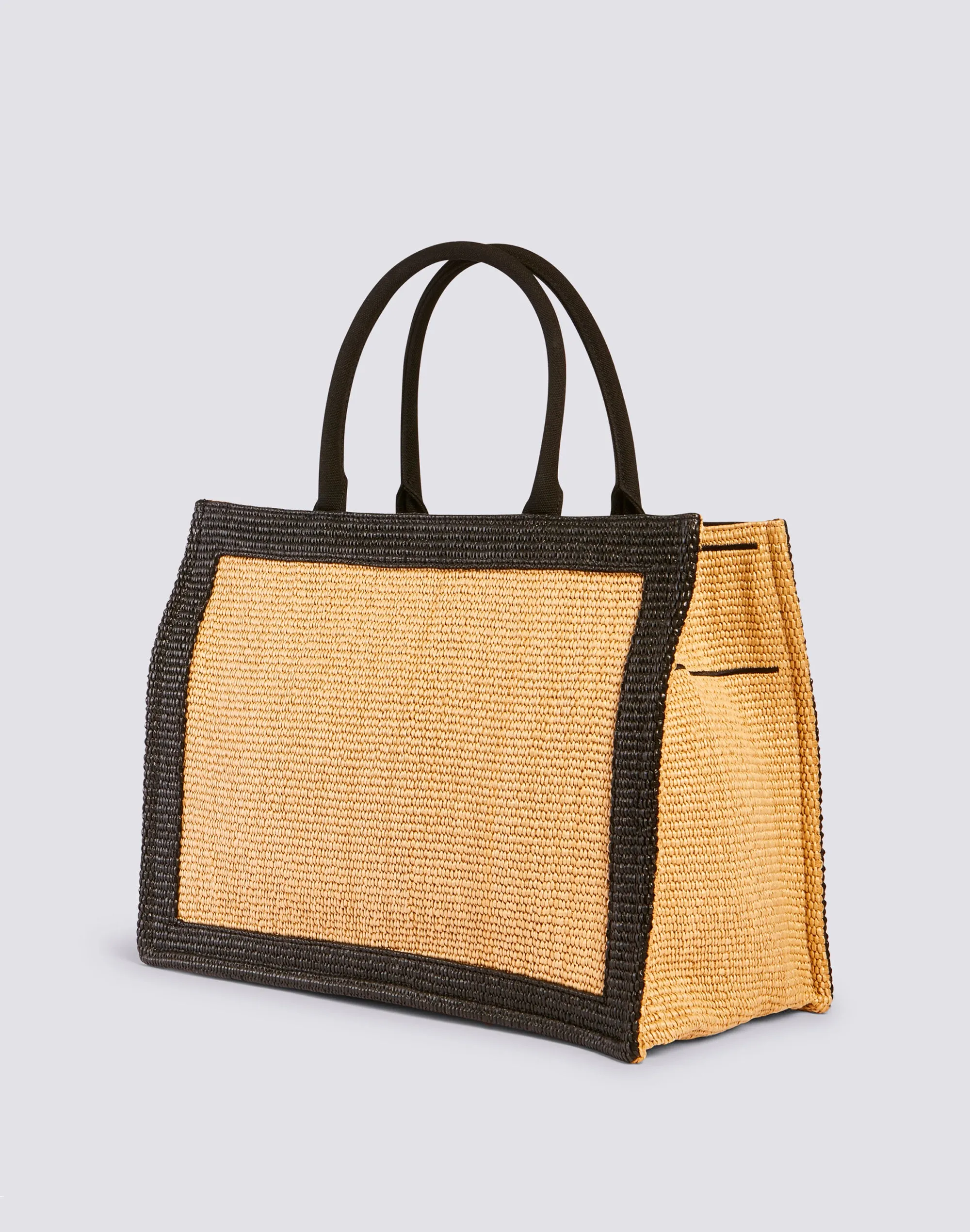 SHOPPING BAG IN RAFFIA CON LOGO RICAMATO