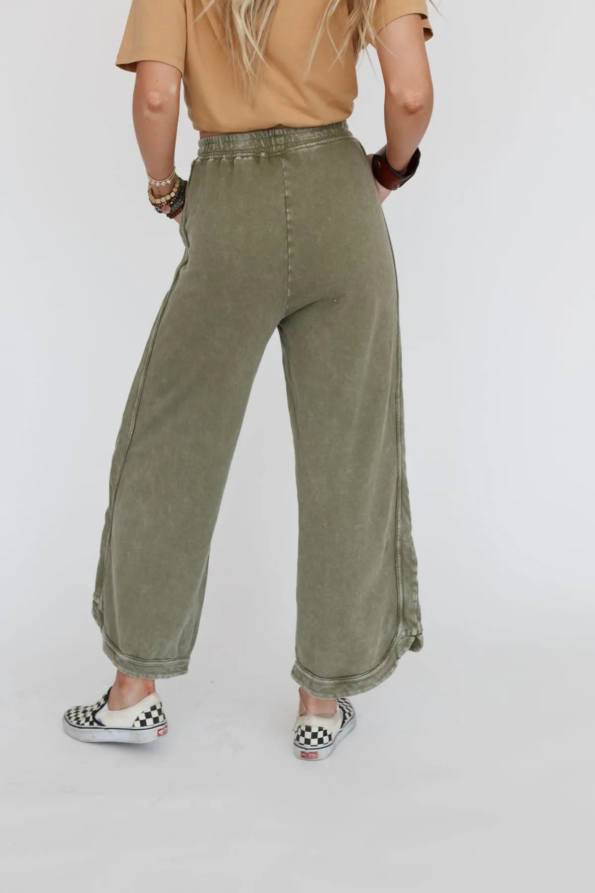 So Comfy Wide Leg Pant Cropped Length - Olive