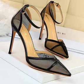 Spring Women Pumps High Heels Black Mesh Hollow Stiletto Heels Sandals Ladies Shoes Size 43