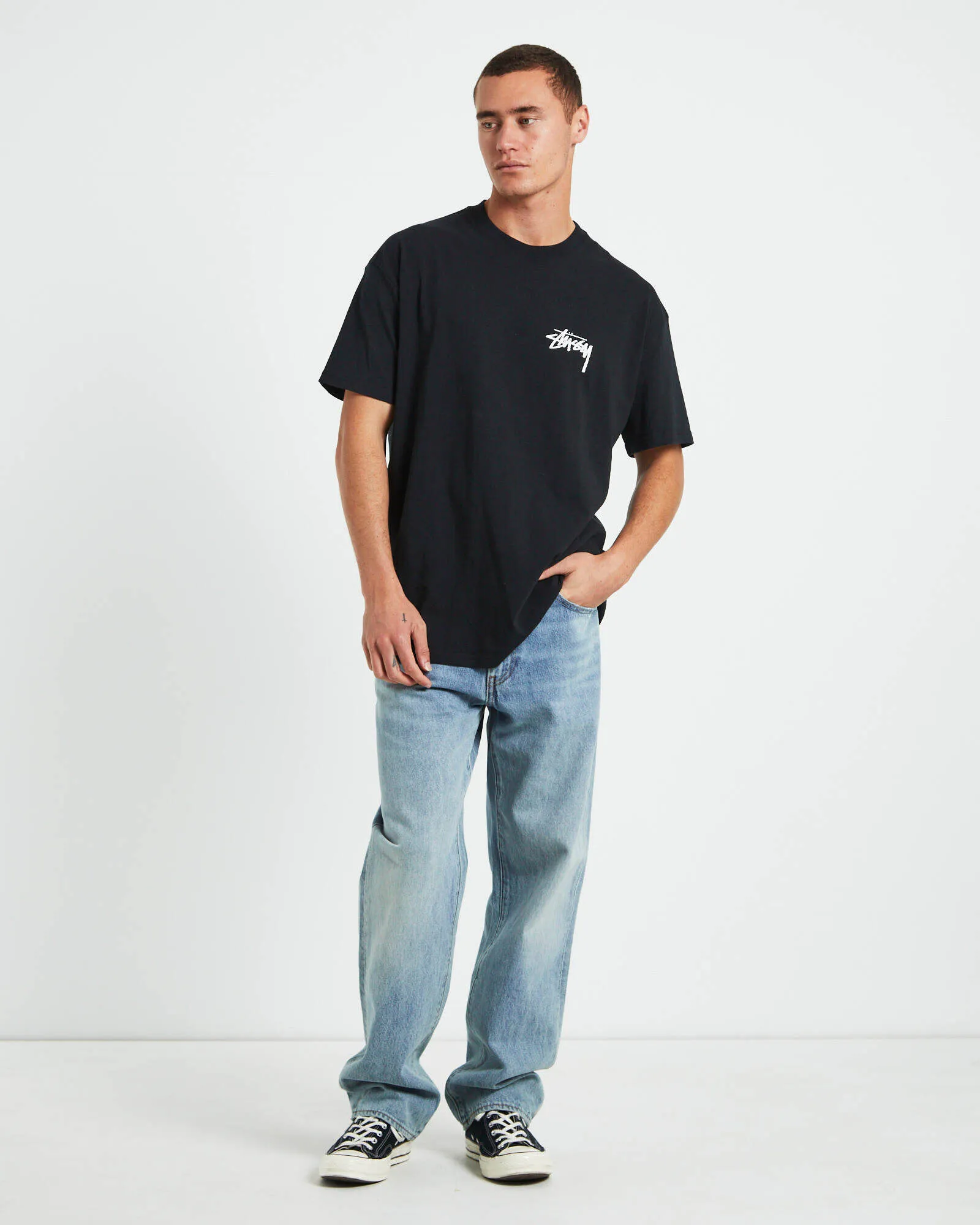 STUSSY  |Unisex Street Style Plain Cotton Logo Skater Style T-Shirts