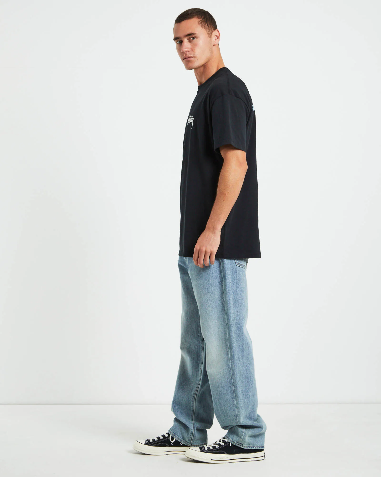 STUSSY  |Unisex Street Style Plain Cotton Logo Skater Style T-Shirts